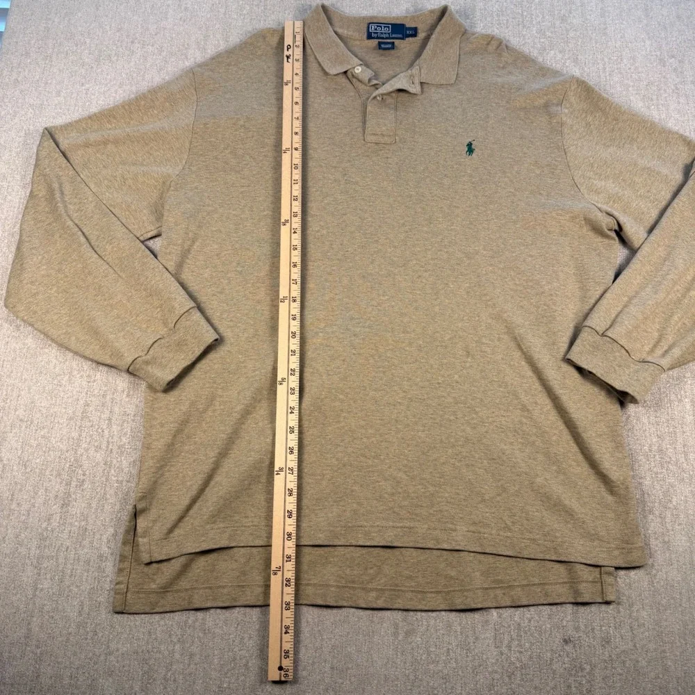 Polo Ralph Lauren Polo Shirt Mens XXL Tan Long Sleeve Cotton Pony Logo
